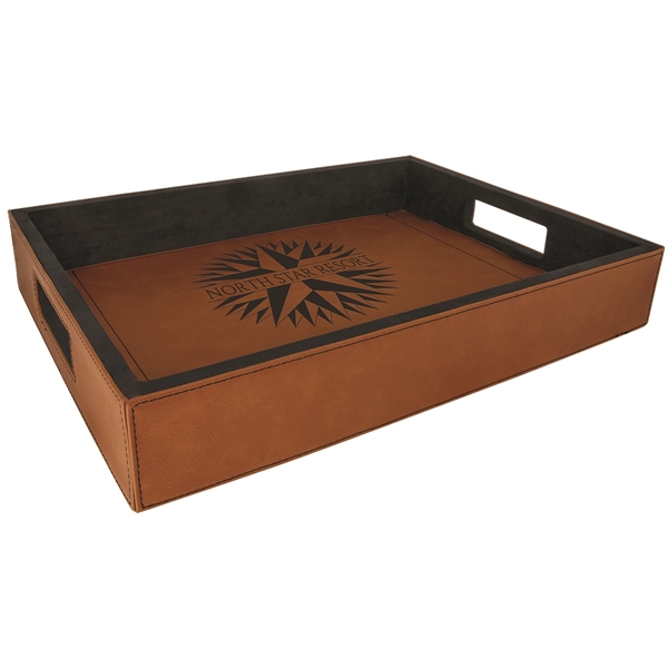 16" x 12" x 2 1/2" PU leatherette serving tray with... from ASI 74601 Calico