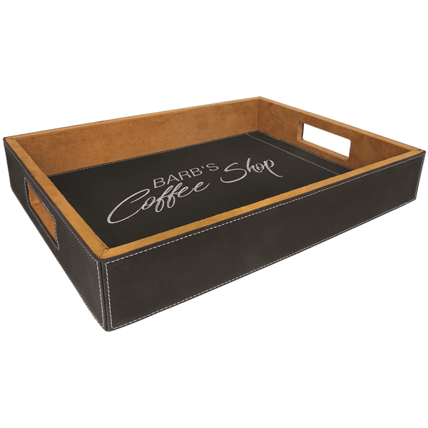 16" x 12" x 2 1/2" PU leatherette serving tray with... from ASI 74601 Calico