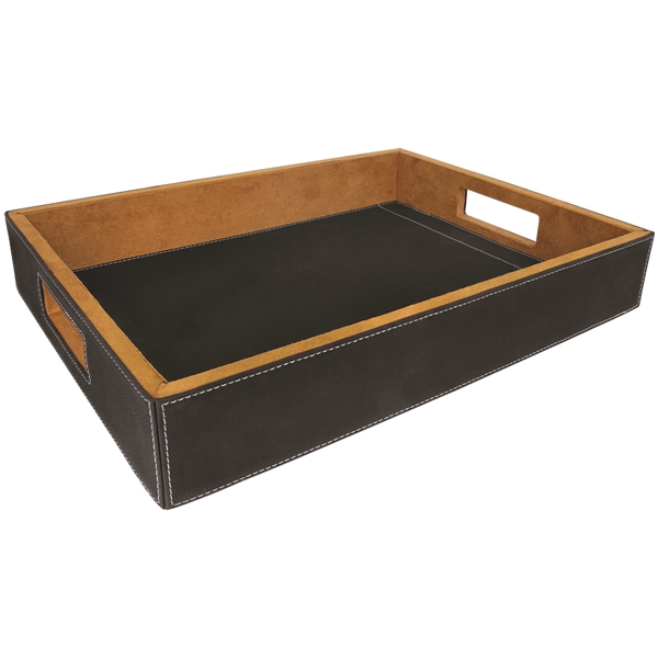 16" x 12" x 2 1/2" PU leatherette serving tray with... from ASI 74601 Calico