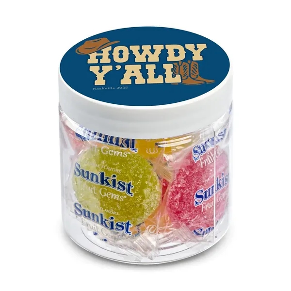 Brighten your promotion with this jar of individually wrapped Sunkist Fruit... from ASI 55583 GMG Pen