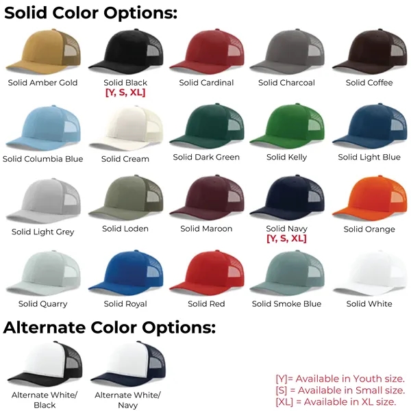 Richardson 112 snapback six-panel cotton and polyester trucker cap with leatherette... from ASI 74601 Calico