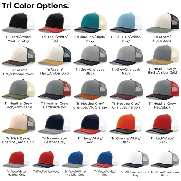 Richardson 112 snapback six-panel cotton and polyester trucker cap with leatherette... from ASI 74601 Calico