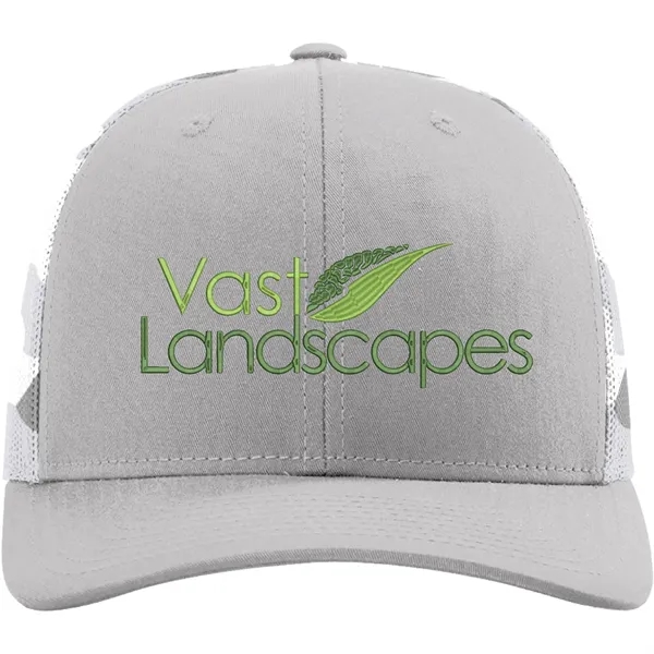 Richardson #112PM snapback six-panel cotton and polyester trucker cap with plastic... from ASI 74601 Calico