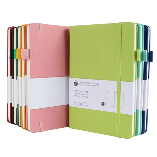 A5 size PU leather dotted journal notebook plus 1 color silkscreen... from ASI 37218 Athena Promo (tm)
