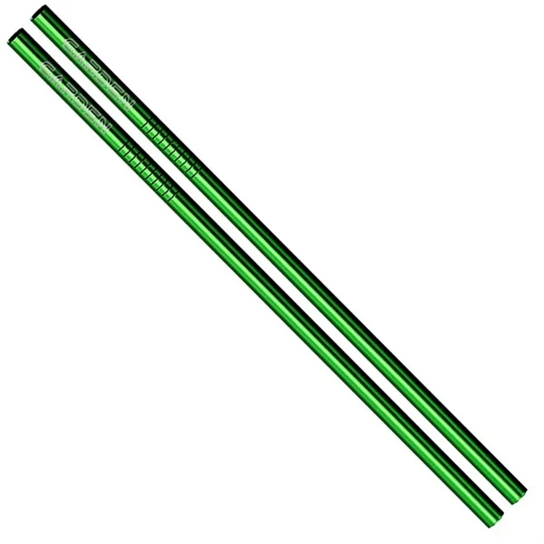 Green Stainless Steel Straws Qty 2... from ASI 61966 HPG / Beacon Promotions