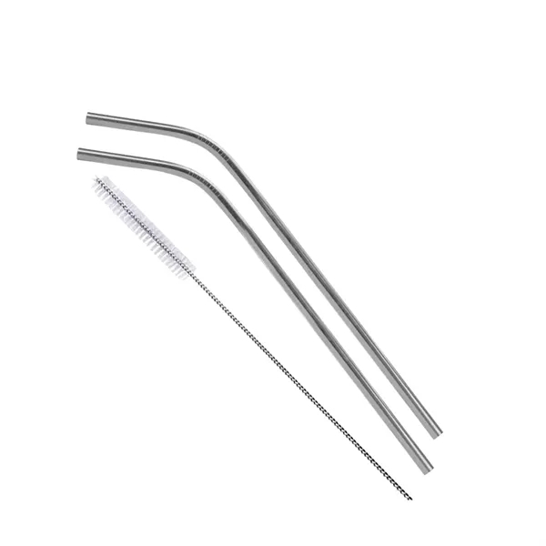 Silver Bent Stainless Steel Straws Qty 2 Straws... from ASI 61966 HPG / Beacon Promotions