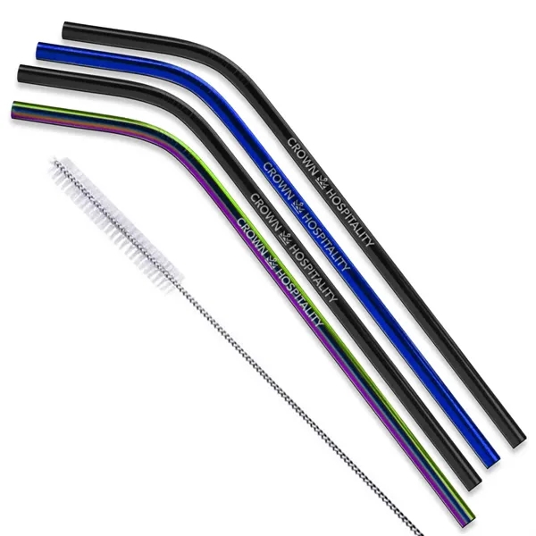 Black Blue And Rainbow Bent Qty 4 Straws... from ASI 61966 HPG / Beacon Promotions