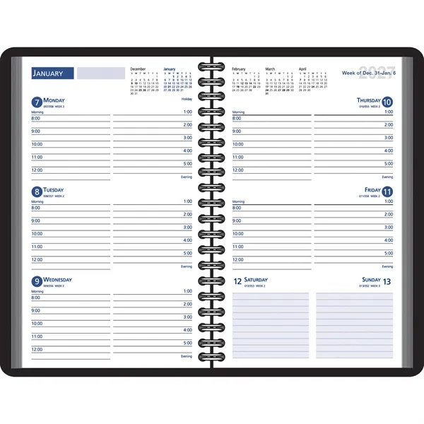 Weekly spread planner with a wired binding... from ASI 61966 HPG / Beacon Promotions HPG Gold