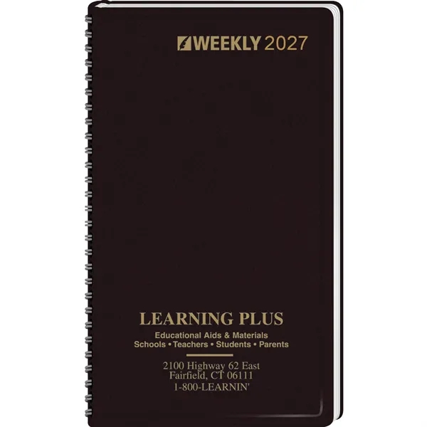Weekly spread planner with a wired binding... from ASI 61966 HPG / Beacon Promotions HPG Gold