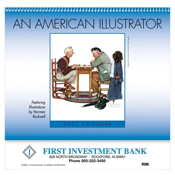 13 month American Illustrator wall calendar... from ASI 61966 HPG / Beacon Promotions HPG Gold