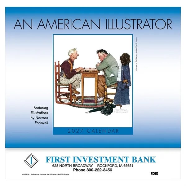 13 month American Illustrator wall calendar... from ASI 61966 HPG / Beacon Promotions HPG Gold