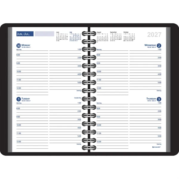 Two-day spread planner with ruled lines and wired binding... from ASI 61966 HPG / Beacon Promotions HPG Gold