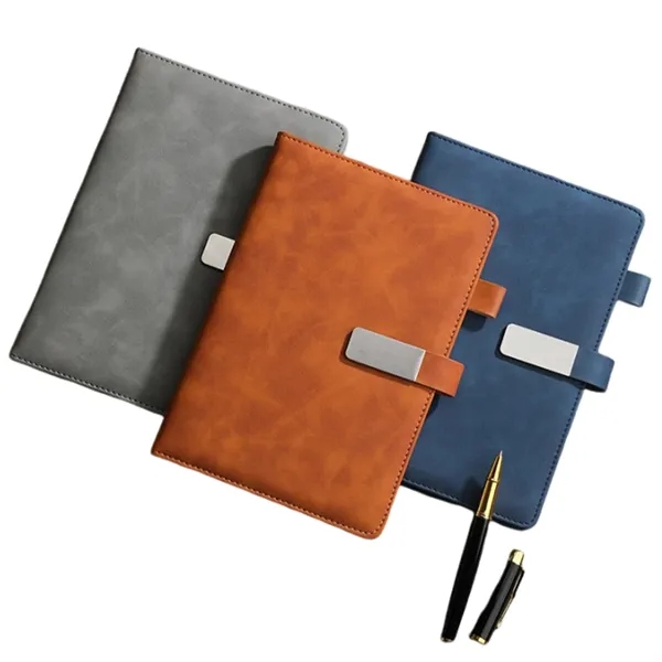 A5 size soft-feel skin-friendly leather cover notebook with pen holder with... from ASI 37218 Athena Promo (tm)