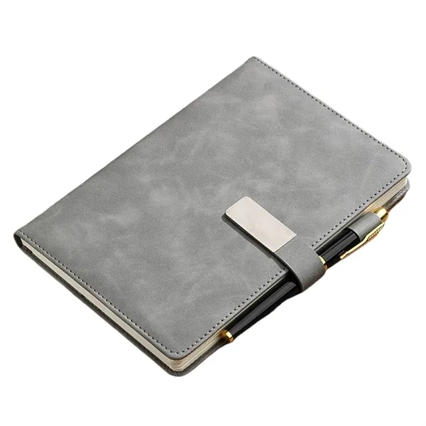 A5 size soft-feel skin-friendly leather cover notebook with pen holder with... from ASI 37218 Athena Promo (tm)