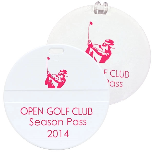 3 1/2" white round golf bag tag that's made in the... from ASI 43051 CPS / Keystone CPS CPS/Keystone