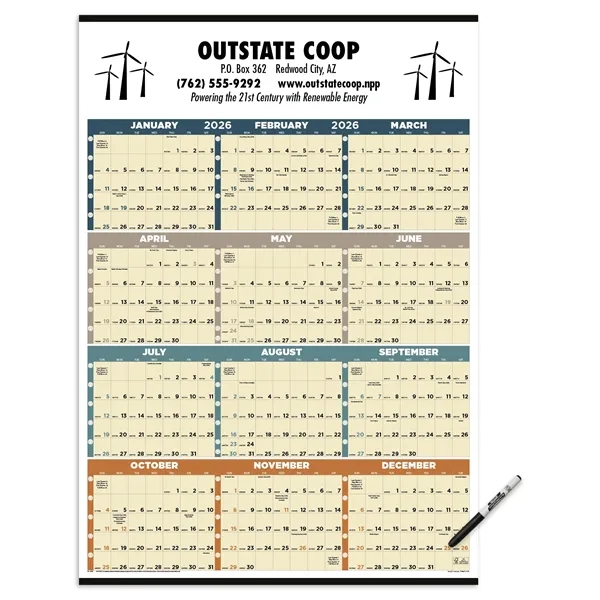 Time Management Span-A-Year (Laminated w/Marker)... from ASI 40480 Koozie Group / Norwood Triumph Calendar