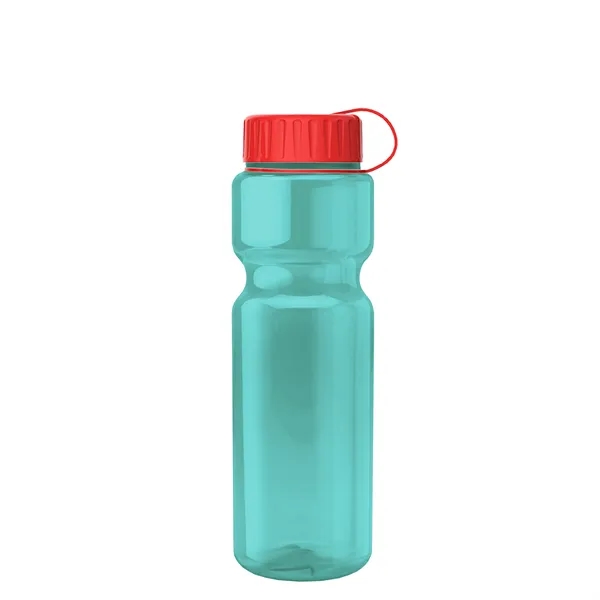Transparent bottle with a tethered lid, 28 oz. size, reusable and... from ASI 40480 Koozie Group