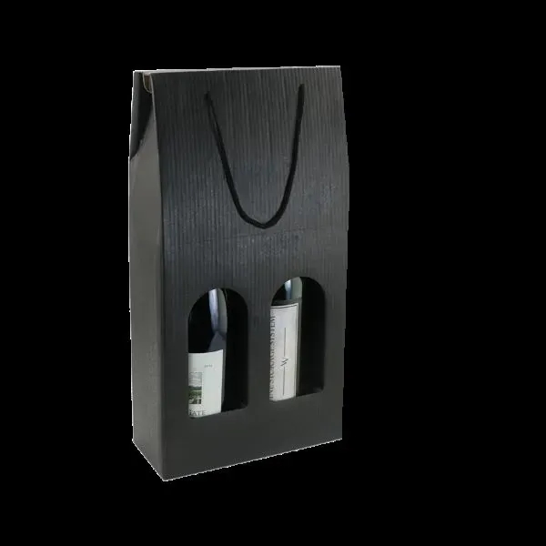 Heavy Duty Black Wine Bottle Carrier with Windows and Rope Handles... from ASI 55450 Franmara Inc