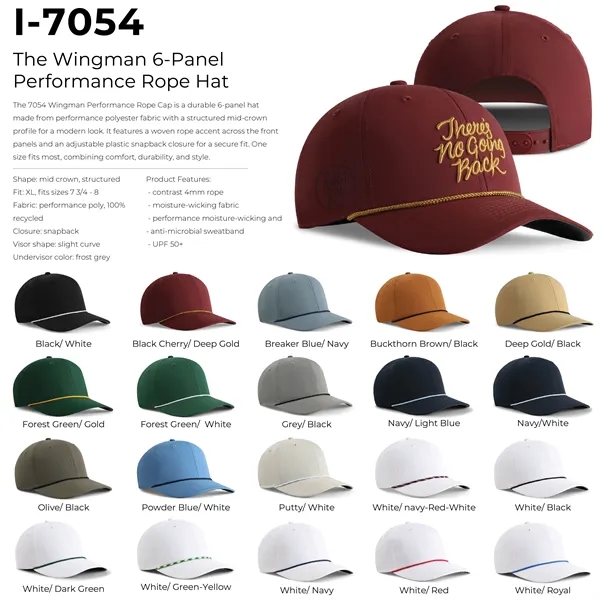 Imperial 7054 6-Panel Wingman performance rope cap with leatherette patch or... from ASI 74601 Calico