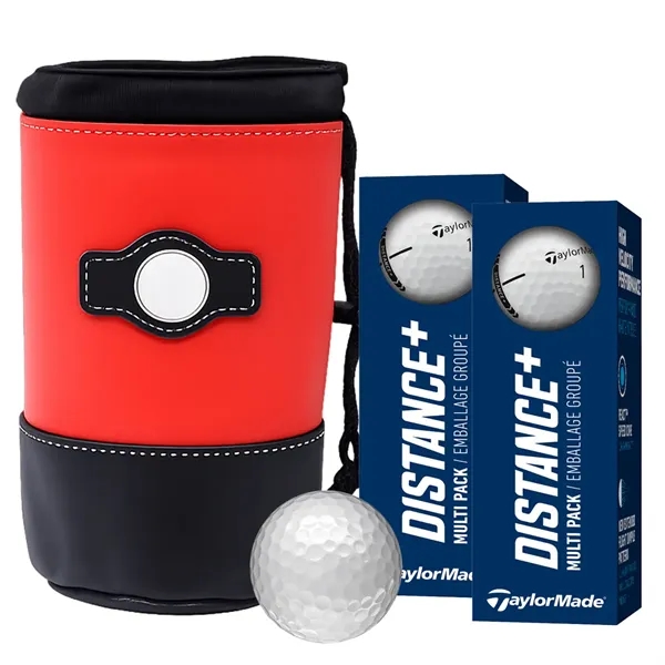 Drawstring pouch shag bag with six Taylormade Distance + golf balls.... from ASI 38120 Ball Pro / Diversified Quality Kitchenware