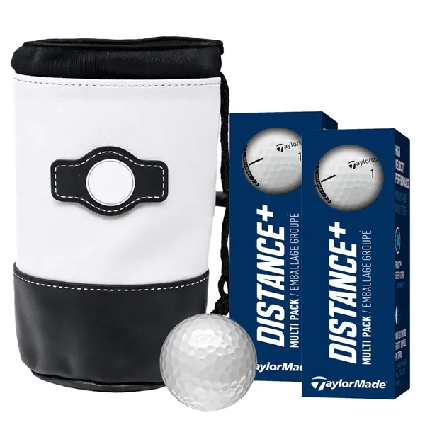 Drawstring pouch shag bag with six Taylormade Distance + golf balls.... from ASI 38120 Ball Pro / Diversified Quality Kitchenware