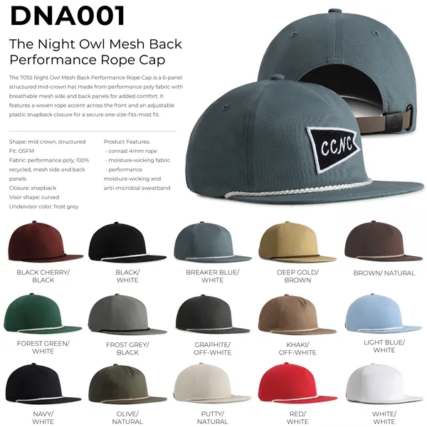 Imperial DNA001 5-Panel Original Rope Cap with leatherette patch or embroidery... from ASI 74601 Calico