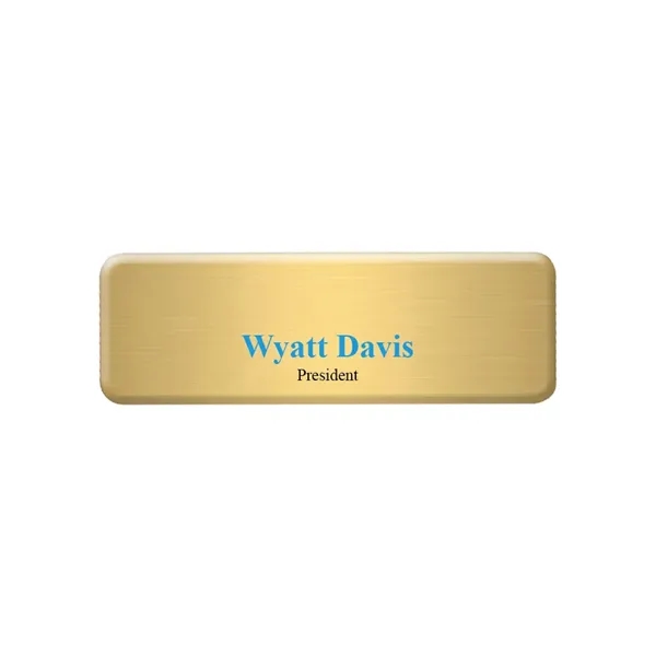 Metal aluminum name badge with pinback, up to 3" square.... from ASI 61966 HPG / Beacon Promotions HPG Gold