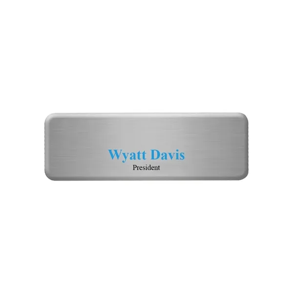 Metal aluminum name badge with pinback, up to 3" square.... from ASI 61966 HPG / Beacon Promotions HPG Gold