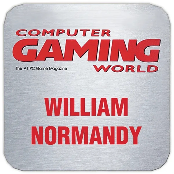 Metal aluminum name badge with pinback, up to 3" square.... from ASI 61966 HPG / Beacon Promotions HPG Gold