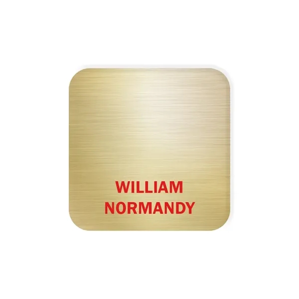 Metal aluminum name badge with pinback, up to 3" square.... from ASI 61966 HPG / Beacon Promotions HPG Gold