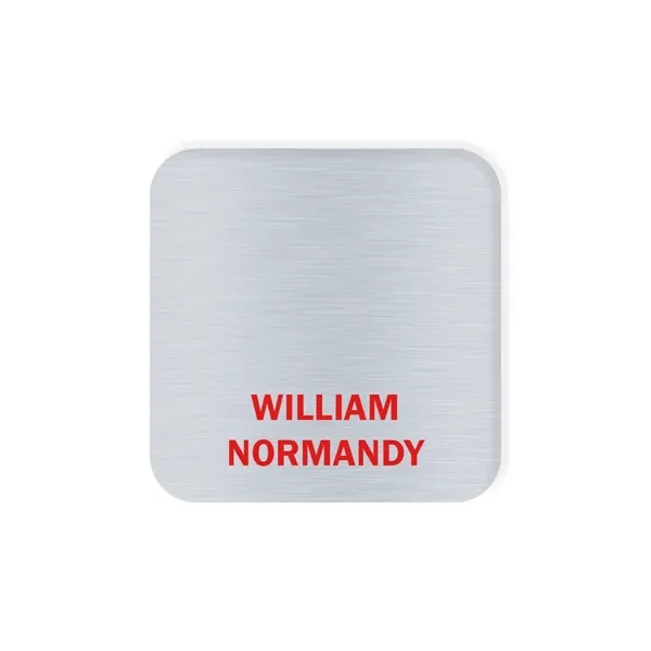 Metal aluminum name badge with pinback, up to 3" square.... from ASI 61966 HPG / Beacon Promotions HPG Gold