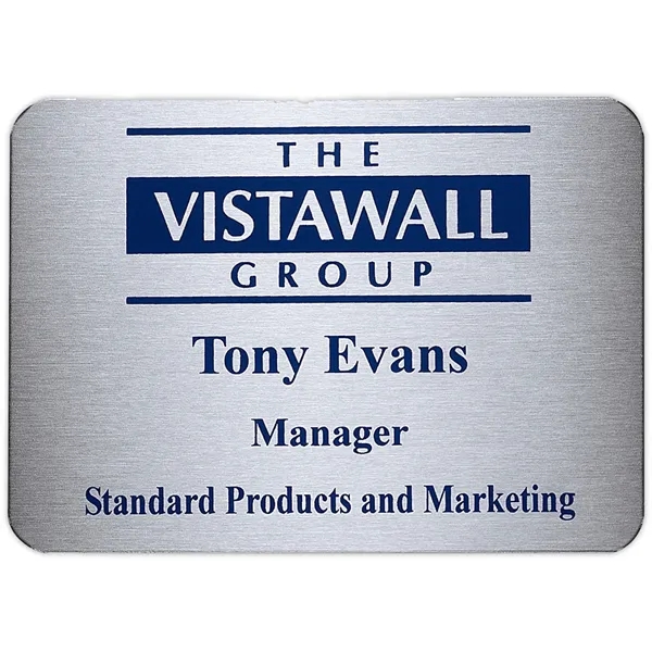 Metal aluminum name badge with pinback, up to 3" square.... from ASI 61966 HPG / Beacon Promotions HPG Gold