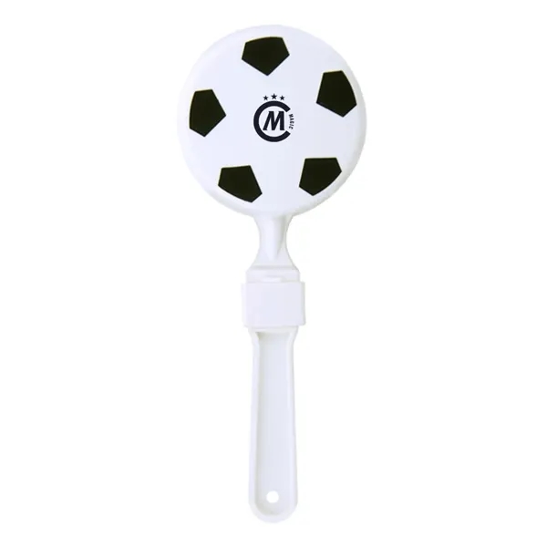 7" plastic hand klapper noisemaker with soccer theme design.... from ASI 63549 Jornik Manufacturing Corp / Jornik