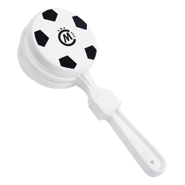 7" plastic hand klapper noisemaker with soccer theme design.... from ASI 63549 Jornik Manufacturing Corp / Jornik