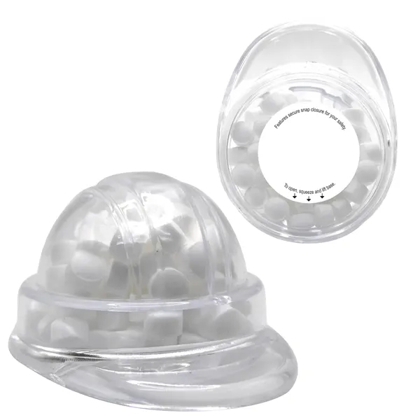 Sugar-free peppermint mini mints inside a hard-hat shaped container... from ASI 71685 Midnite Snax®