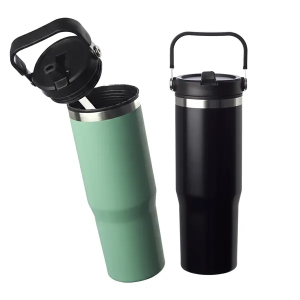 Stainless steel travel mug with plastic interior of 30 oz capacity... from ASI 37218 Athena Promo (tm)