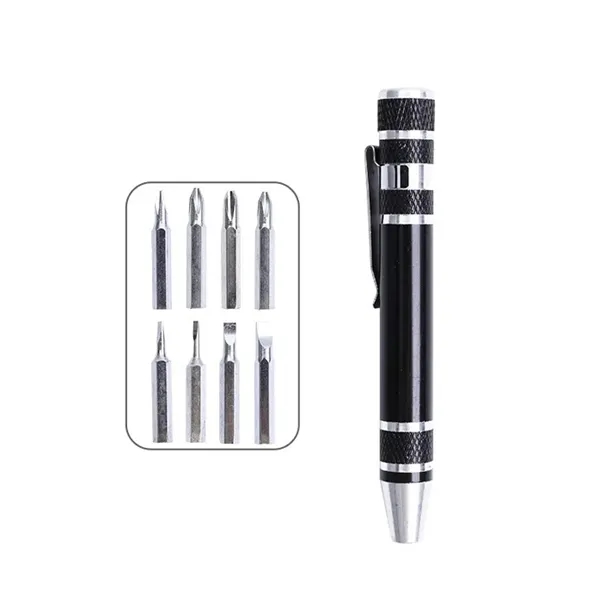 Portable 8-in-1 magnetic screwdriver pen with internal storage for 8 common... from ASI 72657 Active Life Promo / Active Life