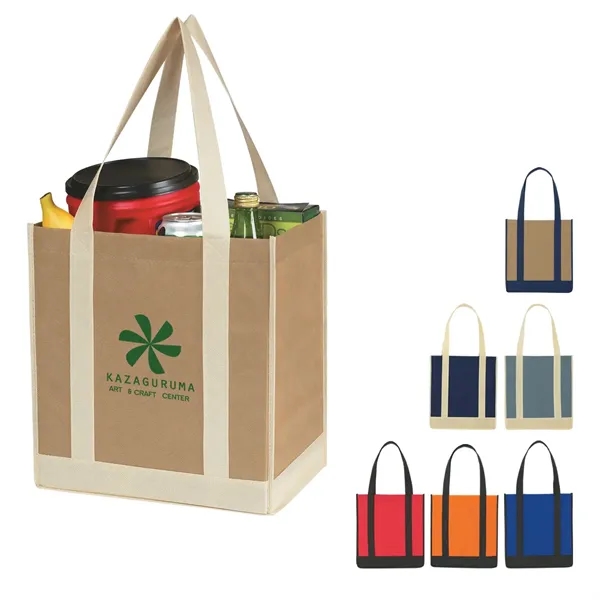 Non-Woven Two-Tone Shopper Tote Bag.  Made Of 80 Gram Non-Woven,... from ASI 61125 Hit Promotional Products / Hit®