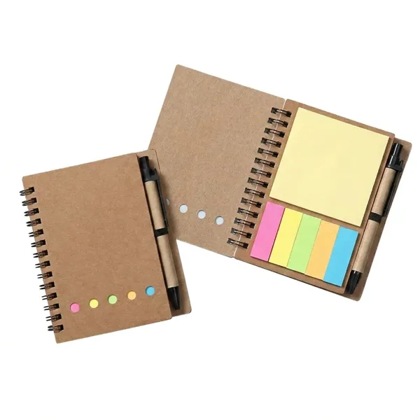 Spiral kraft notebook with sticky notes and pen plus 1 color... from ASI 37218 Athena Promo (tm)