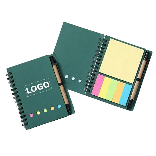 Spiral kraft notebook with sticky notes and pen plus 1 color... from ASI 37218 Athena Promo (tm)