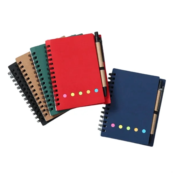 Spiral kraft notebook with sticky notes and pen plus 1 color... from ASI 37218 Athena Promo (tm)