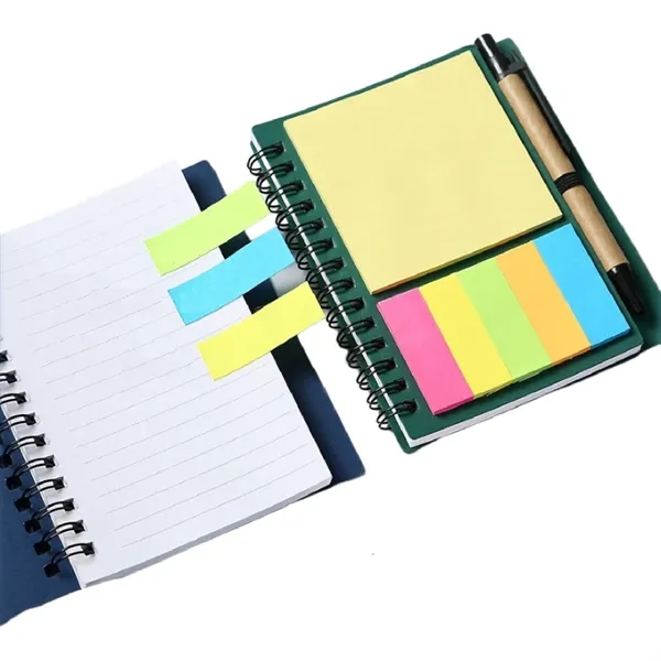 Spiral kraft notebook with sticky notes and pen plus 1 color... from ASI 37218 Athena Promo (tm)