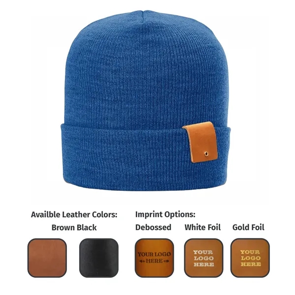 Genuine Leather Patch Beanie - Riveted... from ASI 75126 Oowee Products