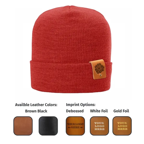 Genuine Leather Patch Beanie - Riveted... from ASI 75126 Oowee Products