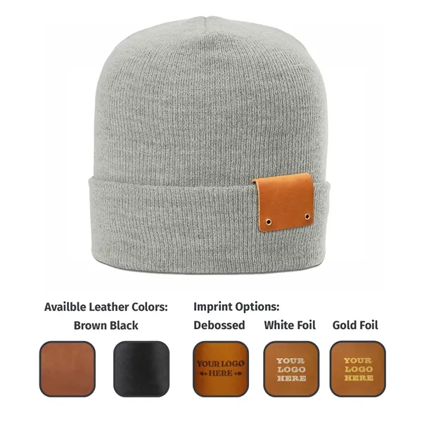 Genuine Leather Patch Beanie - Riveted... from ASI 75126 Oowee Products