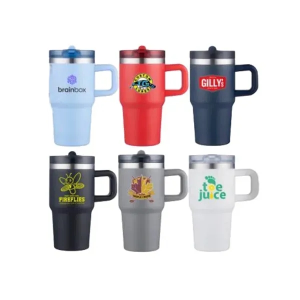 20oz vacuum mug with lid and straw built for daily travel.... from ASI 99030 Zipline