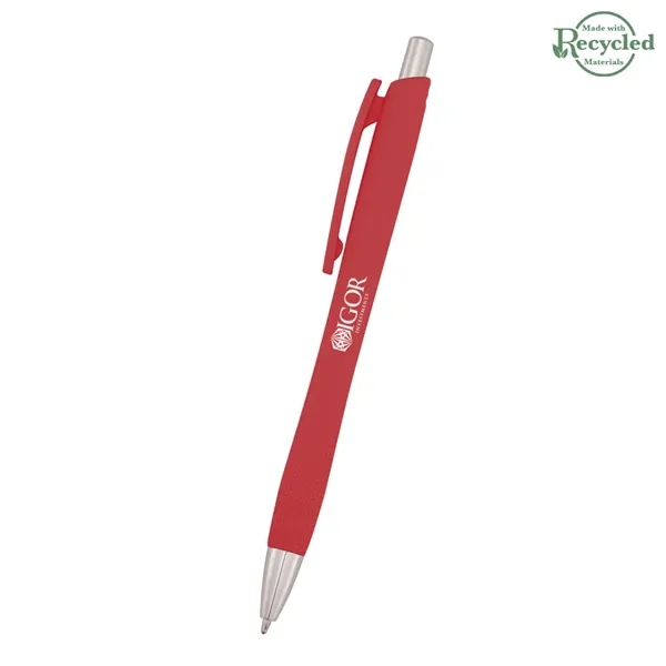 Plunger-action pen measuring 5 1/2" with a smooth rubber finish and... from ASI 61125 Hit Promotional Products / Hit®