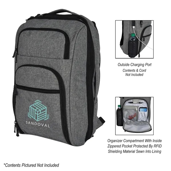 Heathered RFID laptop backpack and briefcase with several pockets and added... from ASI 61125 Hit Promotional Products / Hit®