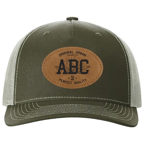 Richardson 112FP snapback cotton and polyester five-panel cap with leatherette patch... from ASI 74601 Calico