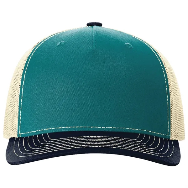 Richardson 112FP snapback cotton and polyester five-panel cap with leatherette patch... from ASI 74601 Calico